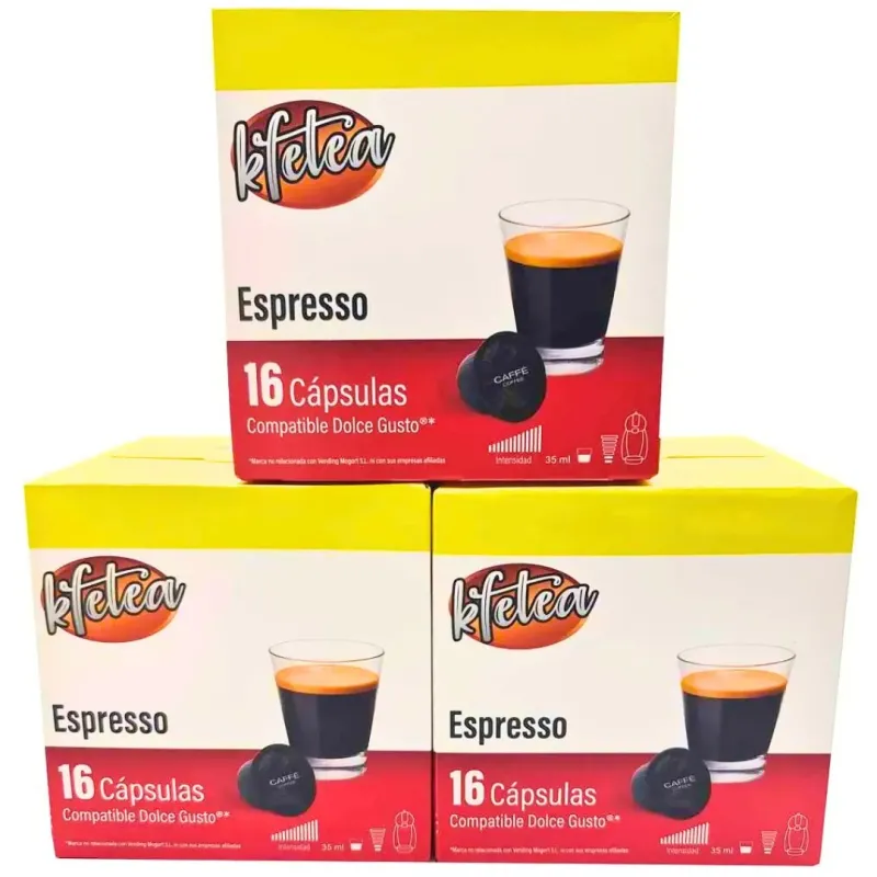 Espresso Kfetea 3 cajas de 16 cápsulas compatibles Dolce Gusto