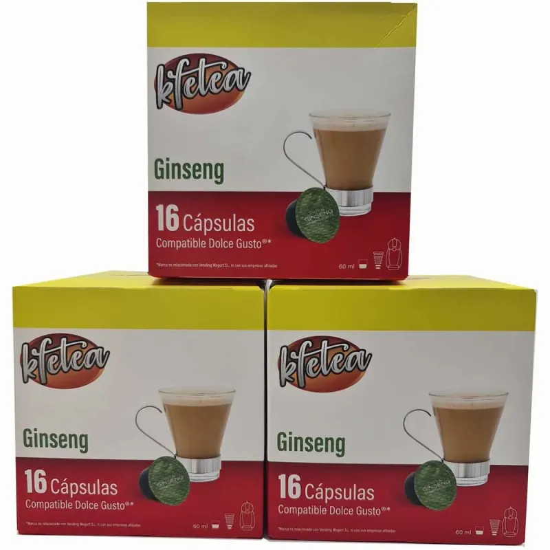 Ginseng  Kfetea 3 cajas de 16 capsulas compatibles Dolce Gusto