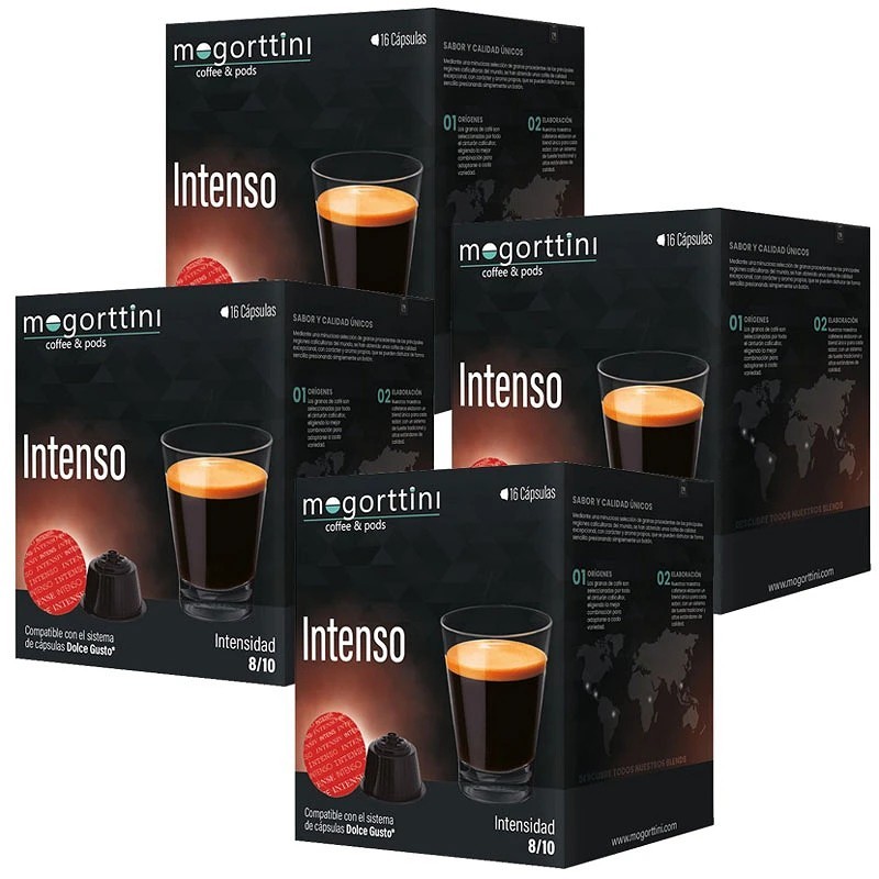 Intenso Mogorttini: 4 Cajas de Cápsulas Compatíveis Dolce Gusto